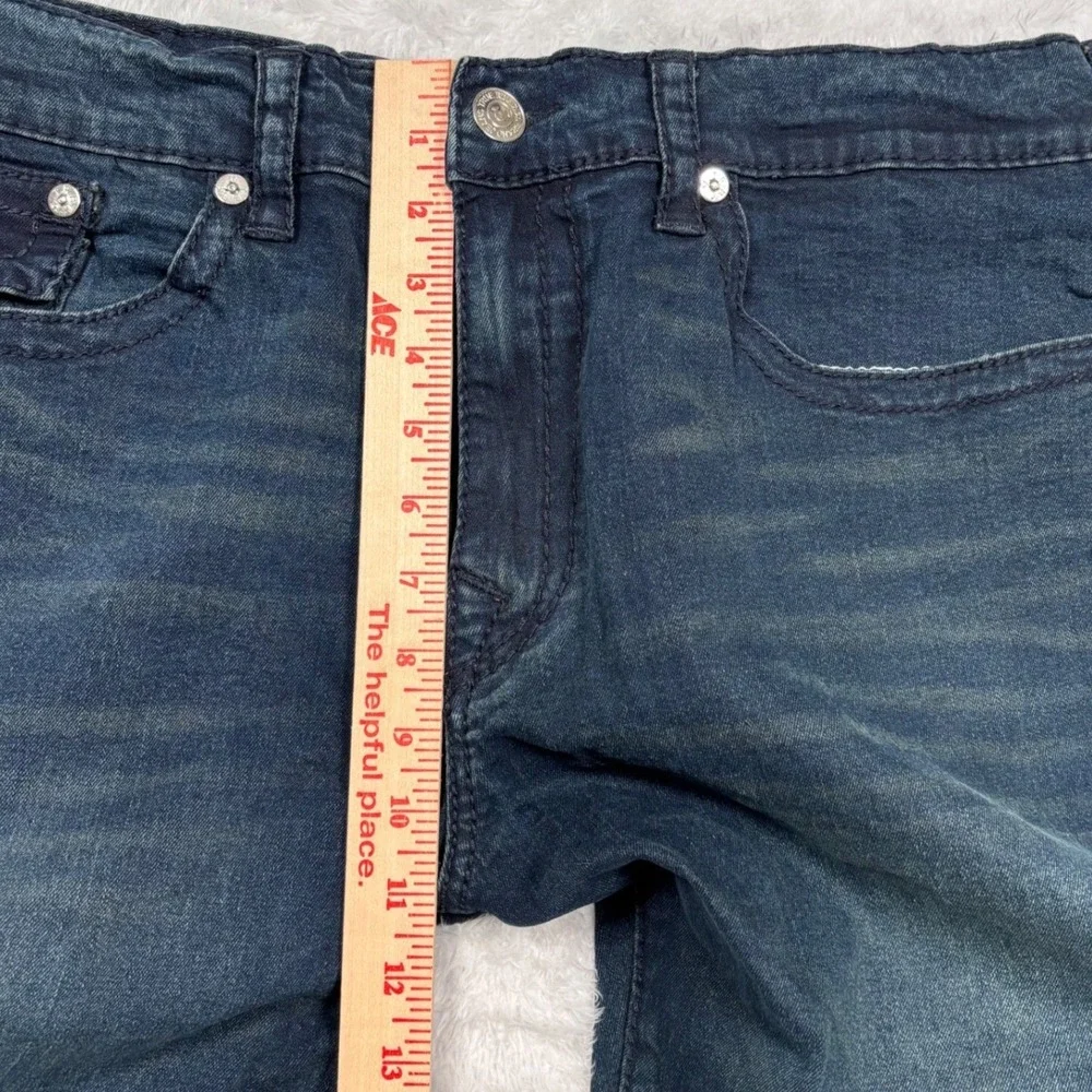 True Religion Jeans Geno Relaxed Slim Mens 40x28 Dark Wash Big T Flap Pocket